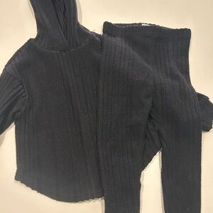 SHEIN Black Ribbed Knit Set for 12-18 Months